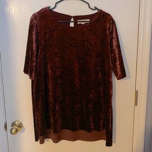 Maroon red velvet short sleeve top